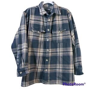 Outdoor Life Blue Tan Plaid Button Front Heavy Shacket Size XL